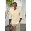 imageCOOFANDY Mens Casual Henley Shirts Long Sleeve Band Collar Lightweight Beach Shirts Summer TShirtsBeige