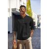 imageCOOFANDY Mens Casual Henley Shirts Long Sleeve Band Collar Lightweight Beach Shirts Summer TShirtsBlack