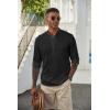 imageCOOFANDY Mens Casual Henley Shirts Long Sleeve Band Collar Lightweight Beach Shirts Summer TShirtsBlack