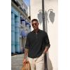 imageCOOFANDY Mens Casual Henley Shirts Long Sleeve Band Collar Lightweight Beach Shirts Summer TShirtsBlack