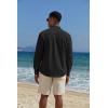 imageCOOFANDY Mens Casual Henley Shirts Long Sleeve Band Collar Lightweight Beach Shirts Summer TShirtsBlack