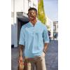 imageCOOFANDY Mens Casual Henley Shirts Long Sleeve Band Collar Lightweight Beach Shirts Summer TShirtsBlue