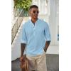 imageCOOFANDY Mens Casual Henley Shirts Long Sleeve Band Collar Lightweight Beach Shirts Summer TShirtsBlue