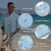 imageCOOFANDY Mens Casual Henley Shirts Long Sleeve Band Collar Lightweight Beach Shirts Summer TShirtsBlue