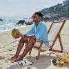 imageCOOFANDY Mens Casual Henley Shirts Long Sleeve Band Collar Lightweight Beach Shirts Summer TShirtsDenim Blue