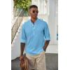 imageCOOFANDY Mens Casual Henley Shirts Long Sleeve Band Collar Lightweight Beach Shirts Summer TShirtsDenim Blue