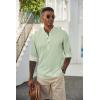 imageCOOFANDY Mens Casual Henley Shirts Long Sleeve Band Collar Lightweight Beach Shirts Summer TShirtsGreen