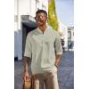 imageCOOFANDY Mens Casual Henley Shirts Long Sleeve Band Collar Lightweight Beach Shirts Summer TShirtsGrey