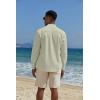 imageCOOFANDY Mens Casual Henley Shirts Long Sleeve Band Collar Lightweight Beach Shirts Summer TShirtsGrey