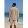 imageCOOFANDY Mens Casual Henley Shirts Long Sleeve Band Collar Lightweight Beach Shirts Summer TShirtsKhaki