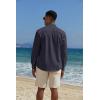 imageCOOFANDY Mens Casual Henley Shirts Long Sleeve Band Collar Lightweight Beach Shirts Summer TShirtsNavy Blue