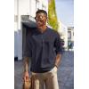 imageCOOFANDY Mens Casual Henley Shirts Long Sleeve Band Collar Lightweight Beach Shirts Summer TShirtsNavy Blue