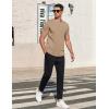 imageCOOFANDY Mens Casual Henley TShirts Summer Short Sleeve Cotton Shirts Basic Button Tee TopsSesame