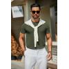 imageCOOFANDY Mens Crewneck Sweater Short Sleeve Knit Pullover Casual Basic Tops Classic Fashion TeesArmy Green