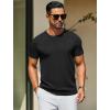 imageCOOFANDY Mens Crewneck Sweater Short Sleeve Knit Pullover Casual Basic Tops Classic Fashion TeesBlack