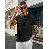 imageCOOFANDY Mens Crewneck Sweater Short Sleeve Knit Pullover Casual Basic Tops Classic Fashion TeesBlack