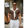 imageCOOFANDY Mens Crewneck Sweater Short Sleeve Knit Pullover Casual Basic Tops Classic Fashion TeesBrown
