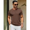 imageCOOFANDY Mens Crewneck Sweater Short Sleeve Knit Pullover Casual Basic Tops Classic Fashion TeesBrown