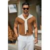 imageCOOFANDY Mens Crewneck Sweater Short Sleeve Knit Pullover Casual Basic Tops Classic Fashion TeesCaramel