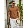 imageCOOFANDY Mens Crewneck Sweater Short Sleeve Knit Pullover Casual Basic Tops Classic Fashion TeesCaramel