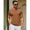 imageCOOFANDY Mens Crewneck Sweater Short Sleeve Knit Pullover Casual Basic Tops Classic Fashion TeesCaramel