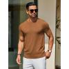 imageCOOFANDY Mens Crewneck Sweater Short Sleeve Knit Pullover Casual Basic Tops Classic Fashion TeesCaramel