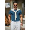imageCOOFANDY Mens Crewneck Sweater Short Sleeve Knit Pullover Casual Basic Tops Classic Fashion TeesDemin Blue