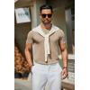 imageCOOFANDY Mens Crewneck Sweater Short Sleeve Knit Pullover Casual Basic Tops Classic Fashion TeesKhaki