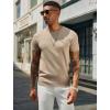imageCOOFANDY Mens Crewneck Sweater Short Sleeve Knit Pullover Casual Basic Tops Classic Fashion TeesKhaki