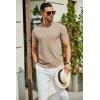 imageCOOFANDY Mens Crewneck Sweater Short Sleeve Knit Pullover Casual Basic Tops Classic Fashion TeesKhaki