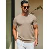 imageCOOFANDY Mens Crewneck Sweater Short Sleeve Knit Pullover Casual Basic Tops Classic Fashion TeesKhaki