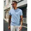 imageCOOFANDY Mens Crewneck Sweater Short Sleeve Knit Pullover Casual Basic Tops Classic Fashion TeesLight Blue