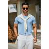 imageCOOFANDY Mens Crewneck Sweater Short Sleeve Knit Pullover Casual Basic Tops Classic Fashion TeesLight Blue