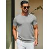 imageCOOFANDY Mens Crewneck Sweater Short Sleeve Knit Pullover Casual Basic Tops Classic Fashion TeesLight Grey