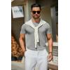 imageCOOFANDY Mens Crewneck Sweater Short Sleeve Knit Pullover Casual Basic Tops Classic Fashion TeesLight Grey