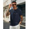 imageCOOFANDY Mens Crewneck Sweater Short Sleeve Knit Pullover Casual Basic Tops Classic Fashion TeesNavy Blue