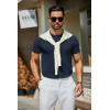 imageCOOFANDY Mens Crewneck Sweater Short Sleeve Knit Pullover Casual Basic Tops Classic Fashion TeesNavy Blue