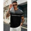 imageCOOFANDY Mens Crewneck Sweater Short Sleeve Knit Pullover Casual Basic Tops Classic Fashion TeesStripe  Black  Grey