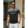 imageCOOFANDY Mens Crewneck Sweater Short Sleeve Knit Pullover Casual Basic Tops Classic Fashion TeesStripe  Black  Grey