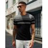 imageCOOFANDY Mens Crewneck Sweater Short Sleeve Knit Pullover Casual Basic Tops Classic Fashion TeesStripe  Black  Grey