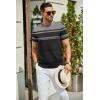 imageCOOFANDY Mens Crewneck Sweater Short Sleeve Knit Pullover Casual Basic Tops Classic Fashion TeesStripe  Black  Grey