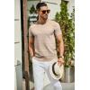 imageCOOFANDY Mens Crewneck Sweater Short Sleeve Knit Pullover Casual Basic Tops Classic Fashion TeesStripe  Khaki