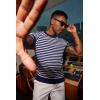 imageCOOFANDY Mens Crewneck Sweater Short Sleeve Knit Pullover Casual Basic Tops Classic Fashion TeesStripe  Navy