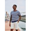 imageCOOFANDY Mens Crewneck Sweater Short Sleeve Knit Pullover Casual Basic Tops Classic Fashion TeesStripe  Navy
