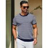 imageCOOFANDY Mens Crewneck Sweater Short Sleeve Knit Pullover Casual Basic Tops Classic Fashion TeesStripe  Navy