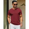 imageCOOFANDY Mens Crewneck Sweater Short Sleeve Knit Pullover Casual Basic Tops Classic Fashion TeesWine Red