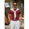 imageCOOFANDY Mens Crewneck Sweater Short Sleeve Knit Pullover Casual Basic Tops Classic Fashion TeesWine Red