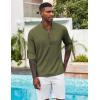 imageCOOFANDY Mens Henley Shirt Long Sleeve Lightweight Casual TShirt Summer Beach Hippie Tee ShirtArmy Green