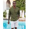 imageCOOFANDY Mens Henley Shirt Long Sleeve Lightweight Casual TShirt Summer Beach Hippie Tee ShirtArmy Green