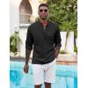 imageCOOFANDY Mens Henley Shirt Long Sleeve Lightweight Casual TShirt Summer Beach Hippie Tee ShirtBlack